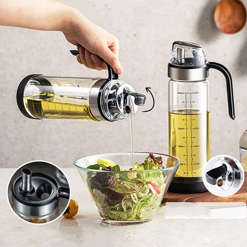 Glass Oil Dispenser Bottle Auto Flip 550 ML